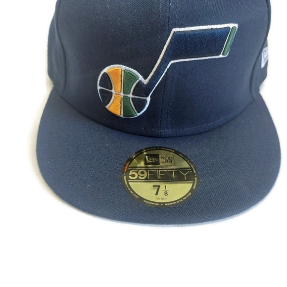 59Fifty New Era Size 7 1/2 NBA Utah Jazz Fitted Hat OTC Cap Blue - Picture 2 of 6